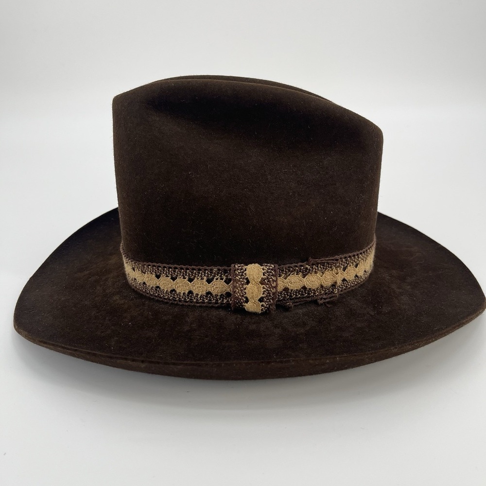 mens stetson cowboy hat 7 1/4 Felt Dark Chocolate Brown Western Boho Classic Vtg - Picture 2 of 10